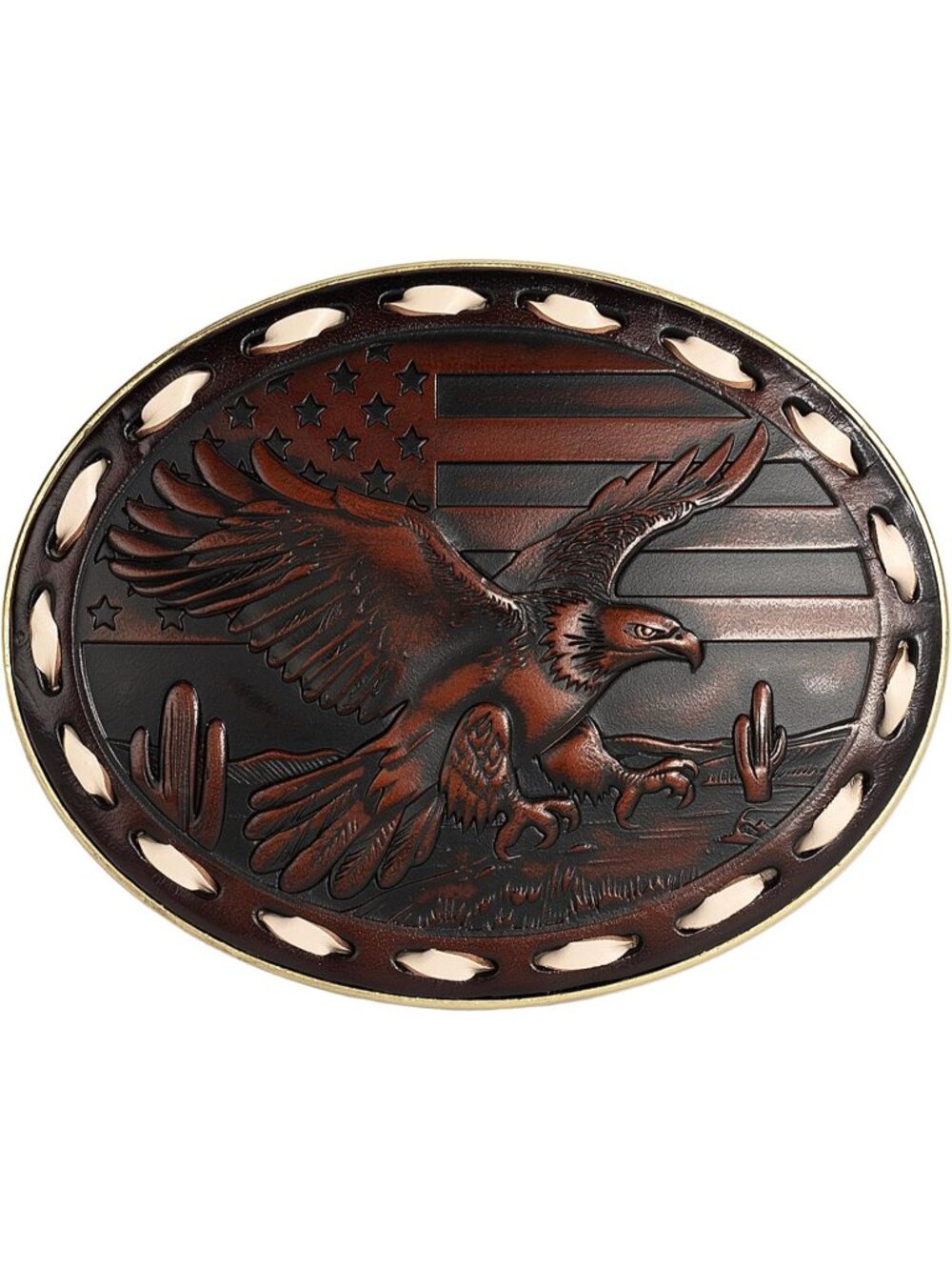 Unisex Bald Eagle Leather Engraved Genuine Cowboy Belt Buckle
